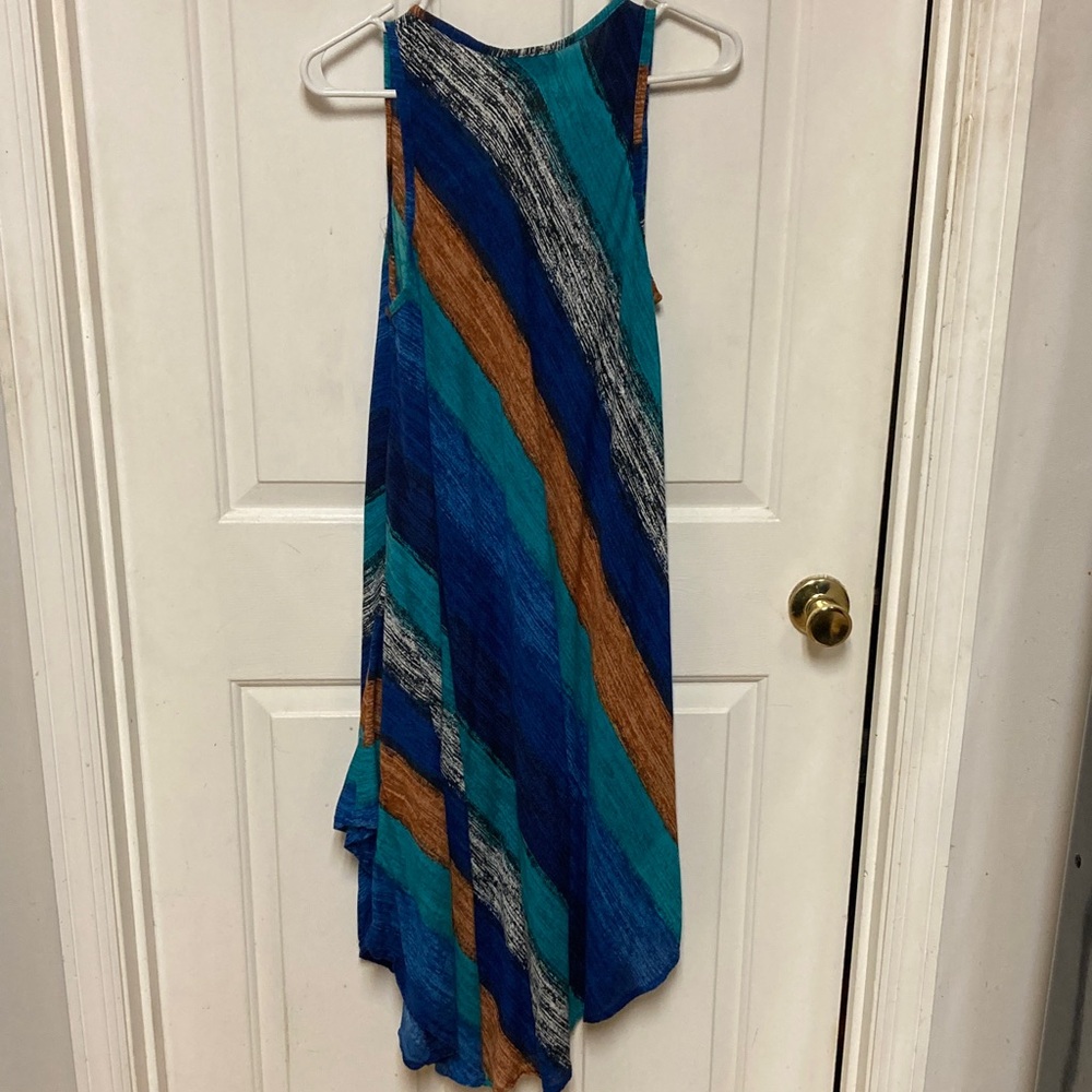 Aqua Blu Asymmetrical Dress in Blue, Brown, and Gray - Picture 5 of 6